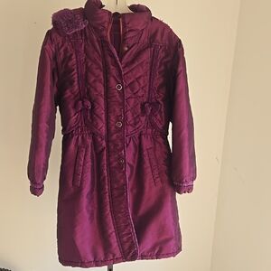 Girls (14)= Size: Medium Big Chill Purple Quilted Coat With Velvet